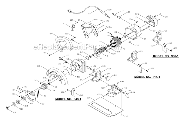 Page A Diagram and Parts List for 346-1 Type 1 Porter Cable Circular Saw